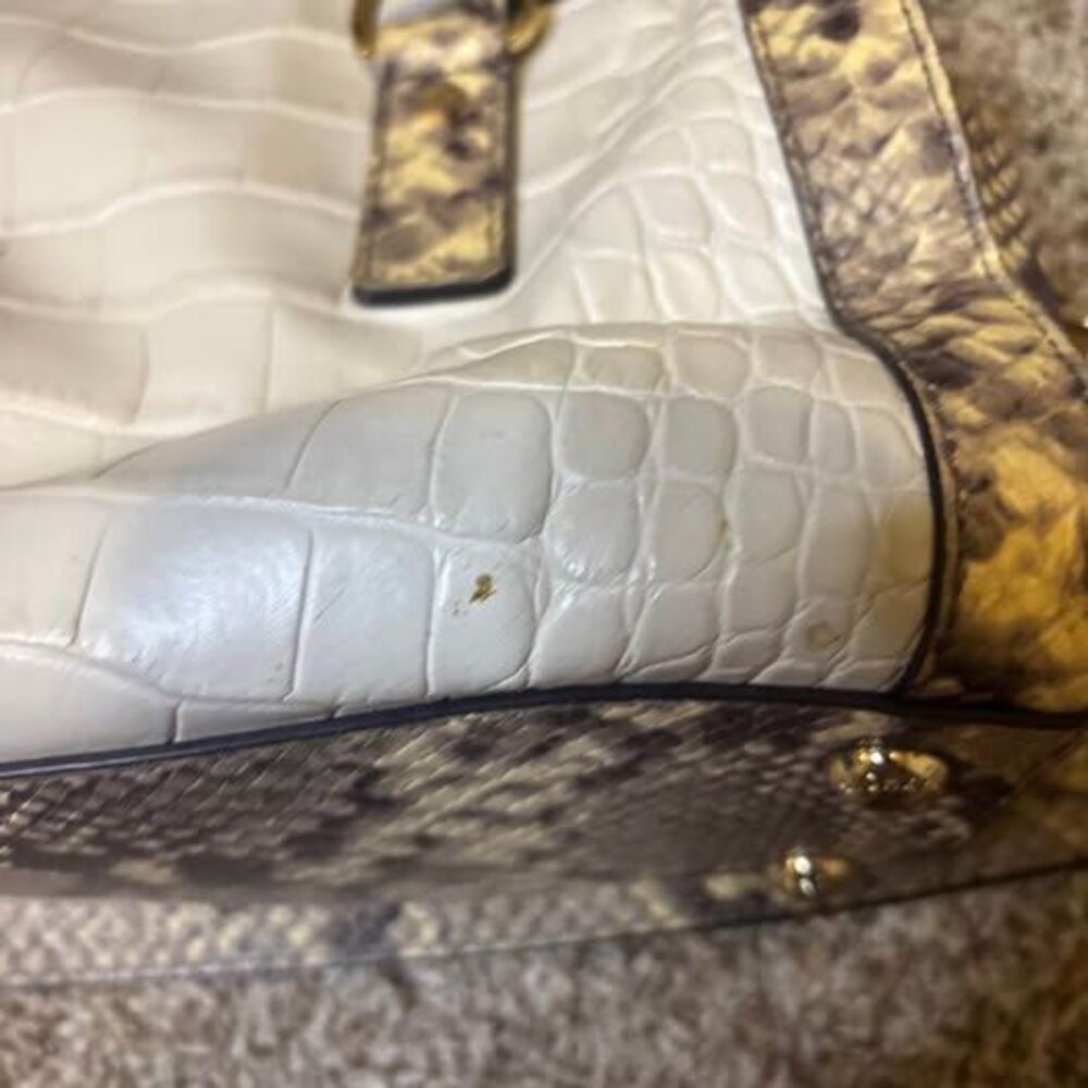 Michael Kors Hamilton Croc Embossed Python Leather Satchel Purse - Picture 9 of 10